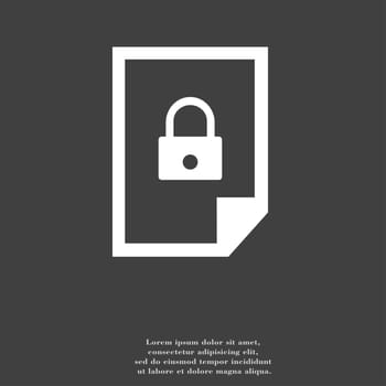 file locked icon symbol Flat modern web design with long shadow and space for your text. illustration