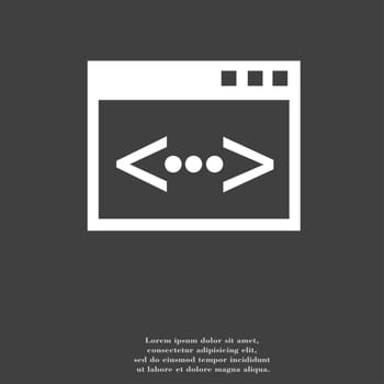 Code icon symbol Flat modern web design with long shadow and space for your text. illustration