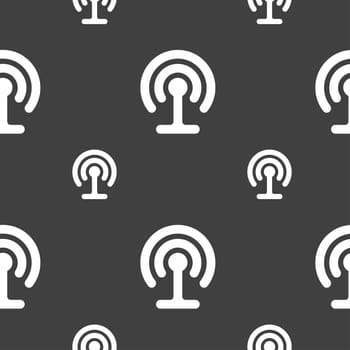 Wifi icon sign. Seamless pattern on a gray background. illustration