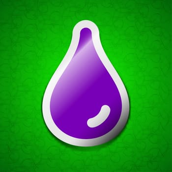Water drop icon sign. Symbol chic colored sticky label on green background. illustration