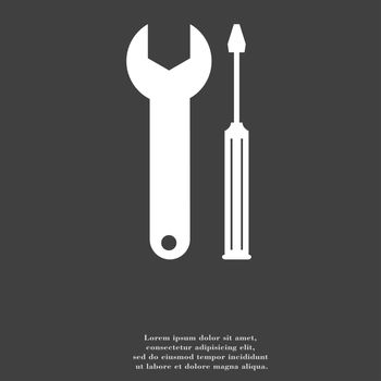 screwdriver with wrench icon symbol Flat modern web design with long shadow and space for your text. illustration