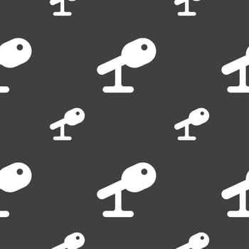 Microphone, Speaker icon sign. Seamless pattern on a gray background. illustration