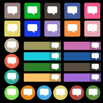 speech bubble, Chat think icon sign. Set from twenty seven multicolored flat buttons. illustration