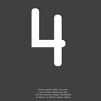 number four icon symbol Flat modern web design with long shadow and space for your text. illustration