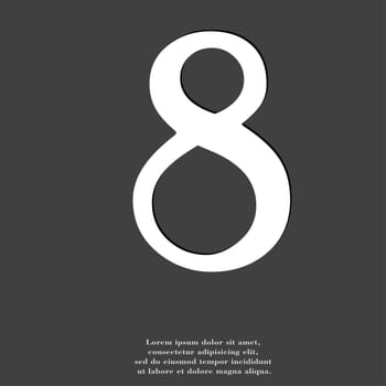 number Eight icon symbol Flat modern web design with long shadow and space for your text. illustration