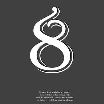 number Eight icon symbol Flat modern web design with long shadow and space for your text. illustration