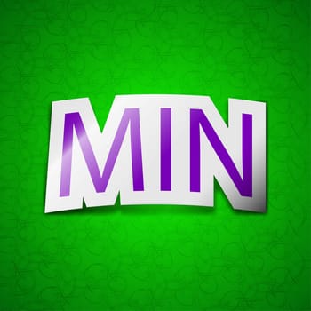 minimum icon sign. Symbol chic colored sticky label on green background. illustration