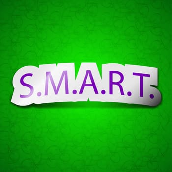 Smart icon sign. Symbol chic colored sticky label on green background. illustration