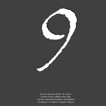 number Nine icon symbol Flat modern web design with long shadow and space for your text. illustration