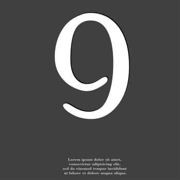 number Nine icon symbol Flat modern web design with long shadow and space for your text. illustration