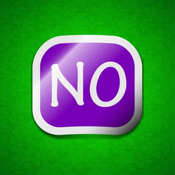 NO Norway translation icon sign. Symbol chic colored sticky label on green background. illustration