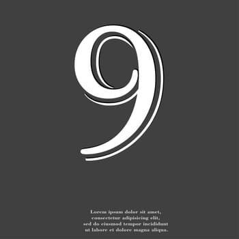 number Nine icon symbol Flat modern web design with long shadow and space for your text. illustration