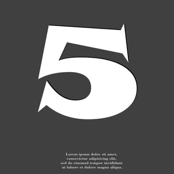 number five icon symbol Flat modern web design with long shadow and space for your text. illustration