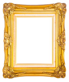 antique gold frame isolated on white background, clipping path