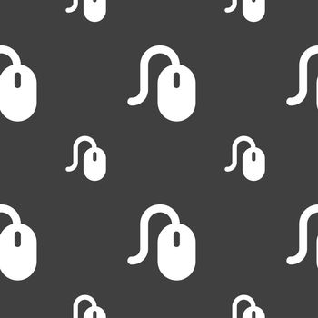 Computer mouse icon sign. Seamless pattern on a gray background. illustration