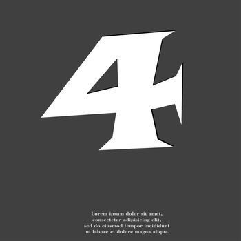 number four icon symbol Flat modern web design with long shadow and space for your text. illustration