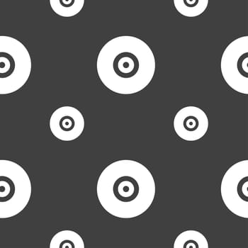 CD or DVD icon sign. Seamless pattern on a gray background. illustration