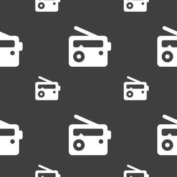 Retro Radio icon sign. Seamless pattern on a gray background. illustration