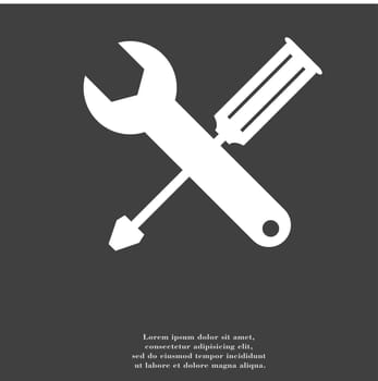 screwdriver with wrench icon symbol Flat modern web design with long shadow and space for your text. illustration