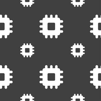 Central Processing Unit icon sign. Seamless pattern on a gray background. illustration