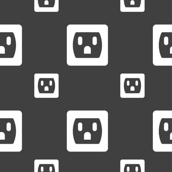 Electric plug, Power energy icon sign. Seamless pattern on a gray background. illustration