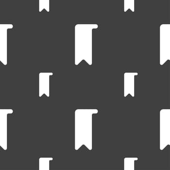 bookmark icon sign. Seamless pattern on a gray background. illustration