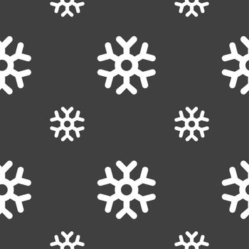 snowflake icon sign. Seamless pattern on a gray background. illustration