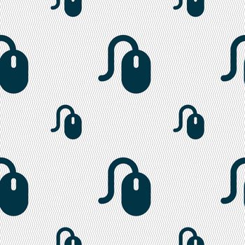 Computer mouse icon sign. Seamless pattern with geometric texture. illustration