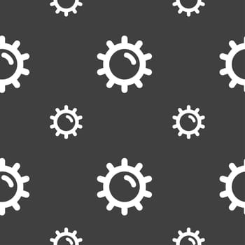 Sun icon sign. Seamless pattern on a gray background. illustration