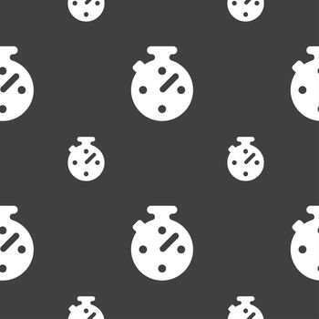 Timer, stopwatch icon sign. Seamless pattern on a gray background. illustration