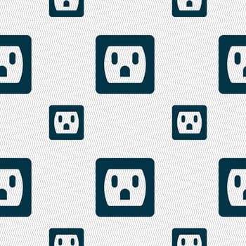 Electric plug, Power energy icon sign. Seamless pattern with geometric texture. illustration