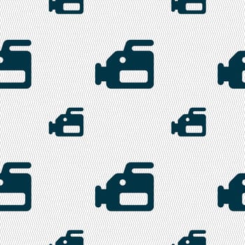 video camera icon sign. Seamless pattern with geometric texture. illustration