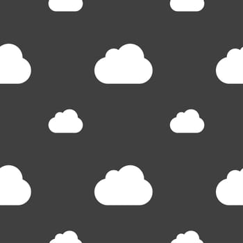cloud icon sign. Seamless pattern on a gray background. illustration