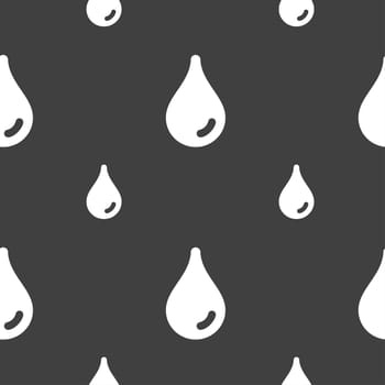 Water drop icon sign. Seamless pattern on a gray background. illustration