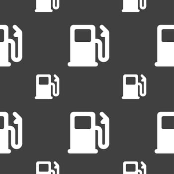 Petrol or Gas station, Car fuel icon sign. Seamless pattern on a gray background. illustration