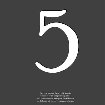 number five icon symbol Flat modern web design with long shadow and space for your text. illustration