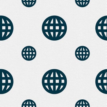 Globe, World map geography icon sign. Seamless pattern with geometric texture. illustration