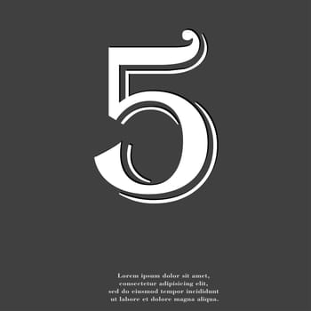 number five icon symbol Flat modern web design with long shadow and space for your text. illustration