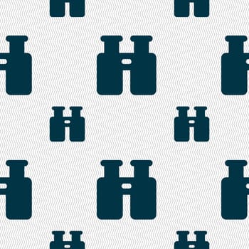 Binocular, Search, Find information icon sign. Seamless pattern with geometric texture. illustration