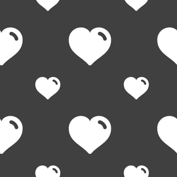Heart, Love icon sign. Seamless pattern on a gray background. illustration