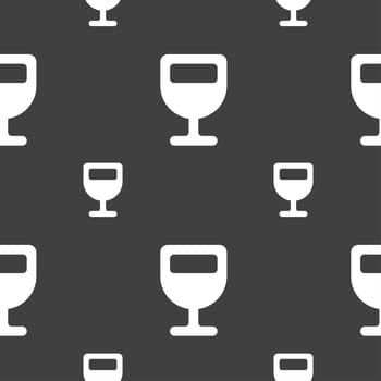 Wine glass, Alcohol drink icon sign. Seamless pattern on a gray background. illustration