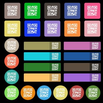 Qr code icon sign. Set from twenty seven multicolored flat buttons. illustration