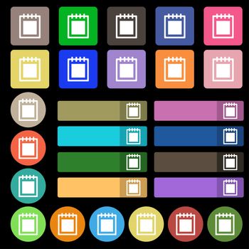 Notepad icon sign. Set from twenty seven multicolored flat buttons. illustration