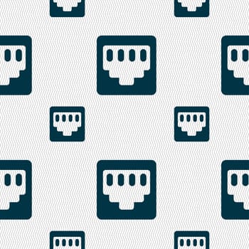 cable rj45, Patch Cord icon sign. Seamless pattern with geometric texture. illustration
