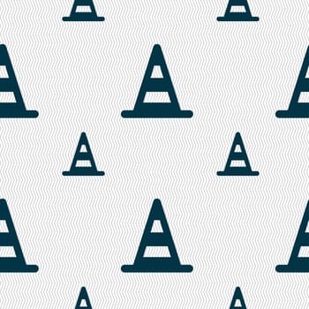 road cone icon sign. Seamless pattern with geometric texture. illustration