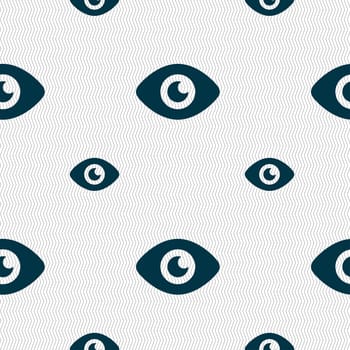 Eye, Publish content icon sign. Seamless pattern with geometric texture. illustration