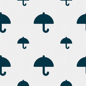 Umbrella icon sign. Seamless pattern with geometric texture. illustration