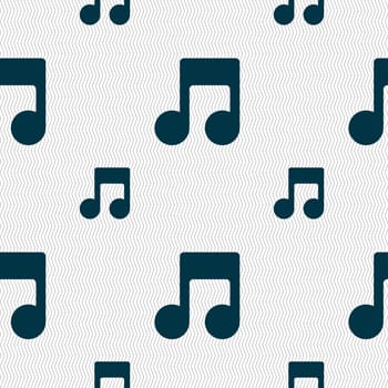 Music note icon sign. Seamless pattern with geometric texture. illustration