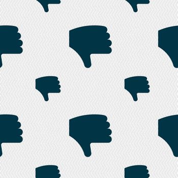 Dislike, Thumb down, Hand finger down icon sign. Seamless pattern with geometric texture. illustration