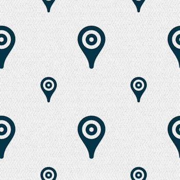 Map pointer, GPS location icon sign. Seamless pattern with geometric texture. illustration